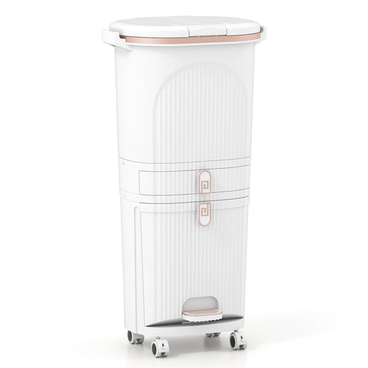 3-Layer Sorting Trash Bin with 2 Removable Buckets in White
