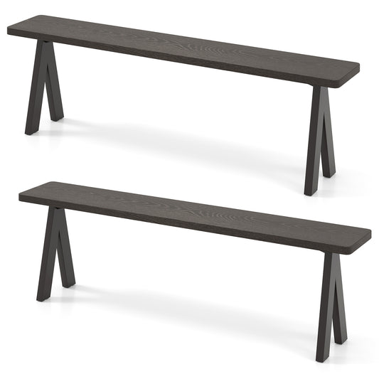 3-Person Outdoor Bench Set of 2 in Dark Brown