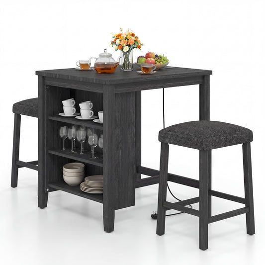 3-Piece Bar Table Set in Black