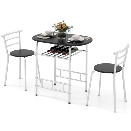 3-Piece Dining Table Set in Silver