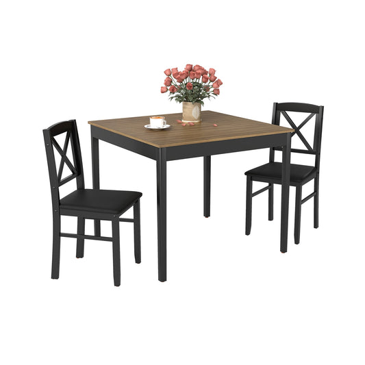 3-Piece Dining Table Set in Rustic Brown