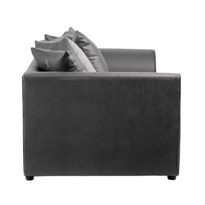 Blake Soft Faux Leather Graphite Corner Sofa - Left and Right Arm