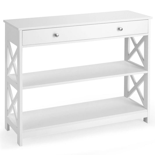 3-Tier Console Table in White