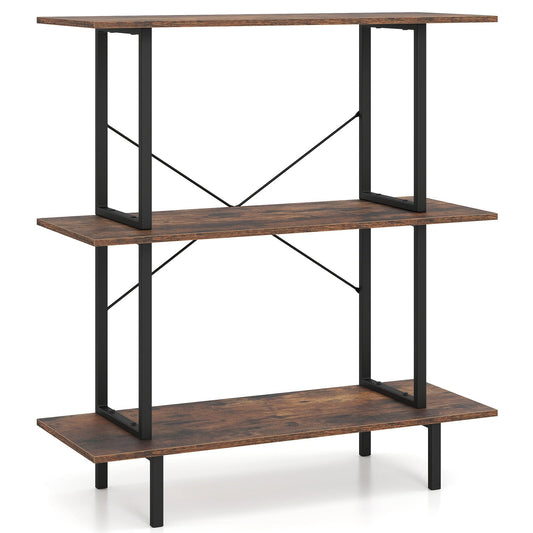 3-Tier Industrial Bookshelf in Rustic Brown