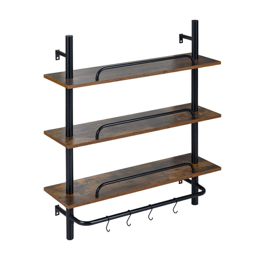 3-Tier Industrial Floating Shelves in Black