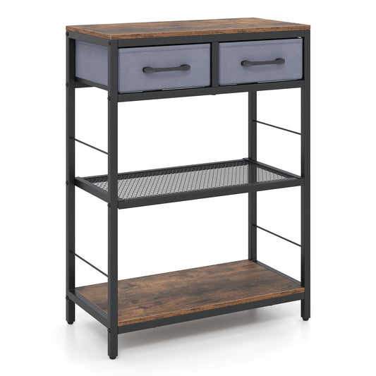 3-Tier Narrow Console Table in Rustic Brown