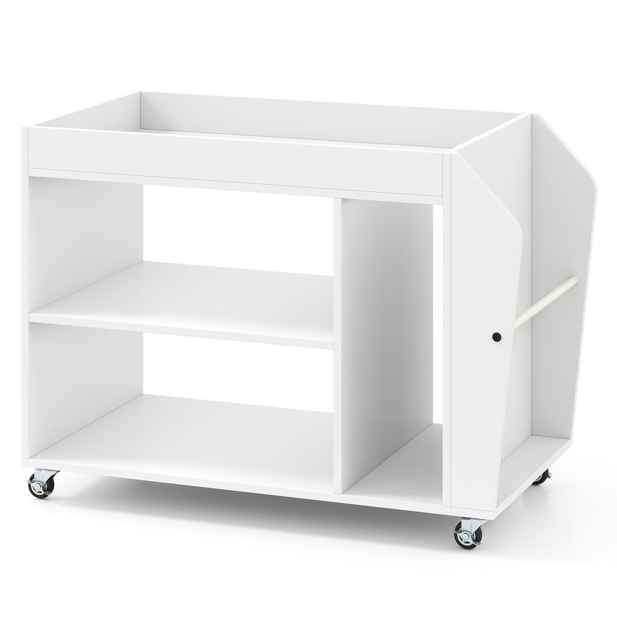 3-Tier Side End Table Rolling Nightstand with Universal Wheels-White