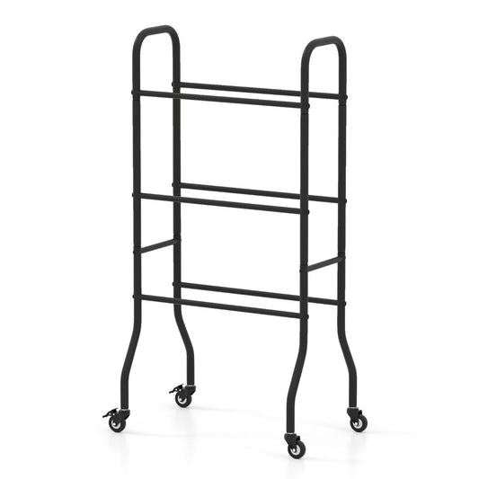 3-Tier Basketball Rack with 4 Universal Wheels and Metal Frame