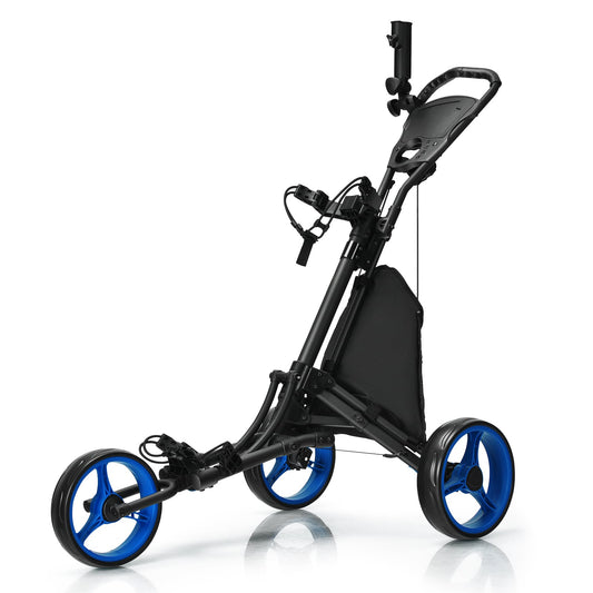 3 Wheel Golf Push Pull Cart in Blue