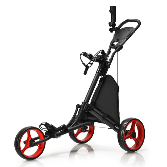 3 Wheel Golf Push Pull Cart in Red