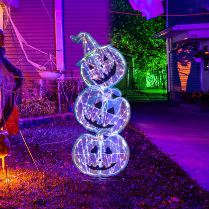 3.4 Ft  Light up Stacked Pumpkins Halloween Decorations for Porch and Party