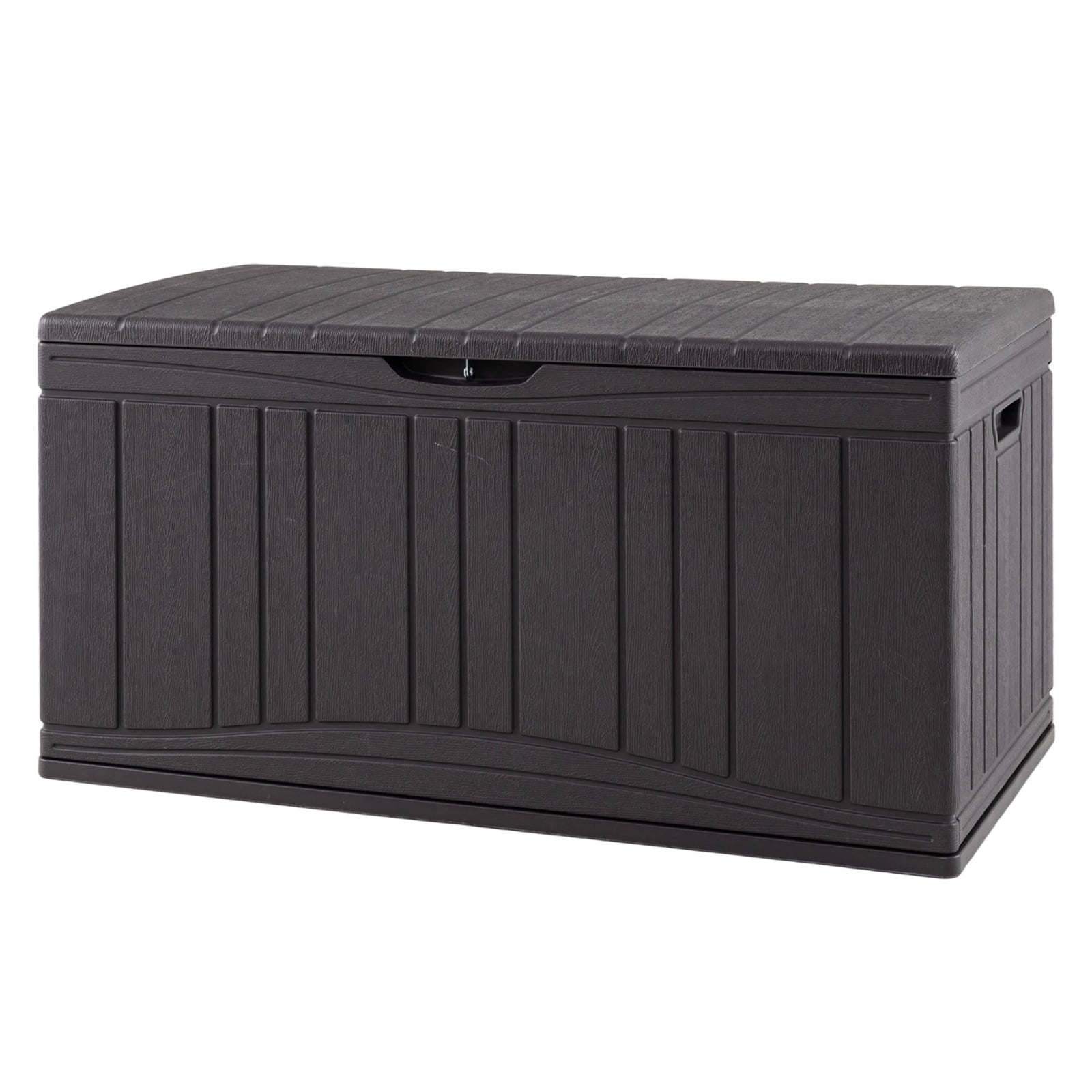 300 L Patio HDPE Storage Container with Gas Struts and Lockable Lid-Brown