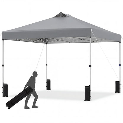 300 x 300 cm Pop up Canopy Tent 1 Person Easy Setup Gazebo Shelter with 1 Button Push-Grey