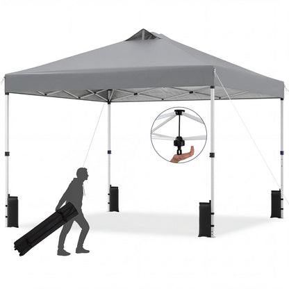 300 x 300 cm Pop up Canopy Tent 1 Person Easy Setup Gazebo Shelter with 1 Button Push-Grey