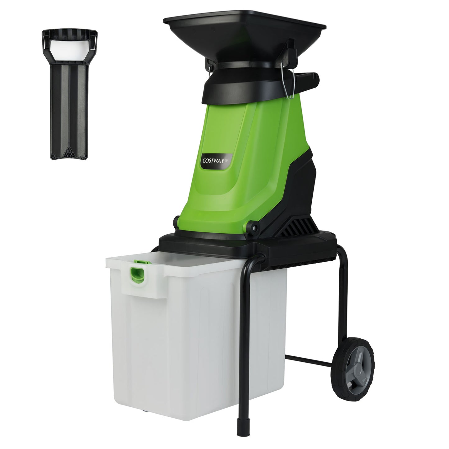 3000 W Electric Wood Chipper with 50 L Collection Bin and Wheels-Green