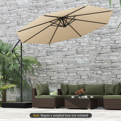 300 cm Offset Hanging Umbrella with Base-Beige