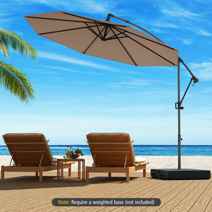 300 cm Offset Hanging Umbrella with Base-Coffee