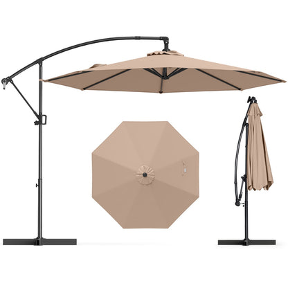 300 cm Offset Hanging Umbrella with Base-Coffee