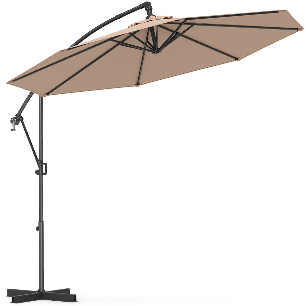 300 cm Offset Hanging Umbrella with Base-Coffee