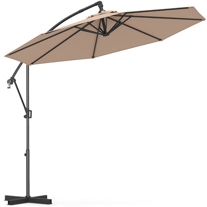 300 cm Offset Hanging Umbrella with Base-Coffee
