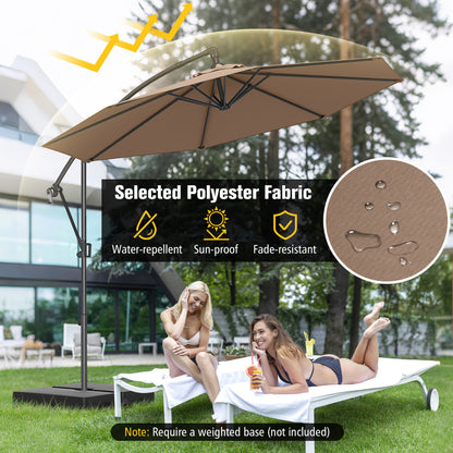 300 cm Offset Hanging Umbrella with Base-Coffee