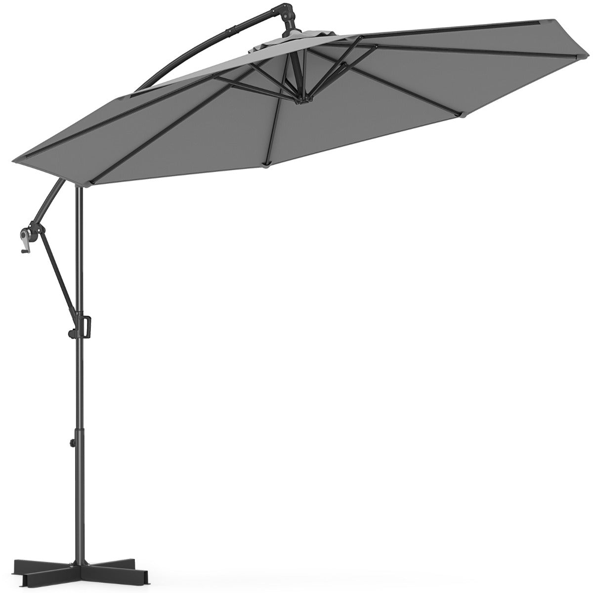 300 cm Offset Hanging Umbrella with Base-Grey