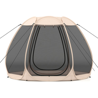 300 X 275 CM Foldable Outdoor Screened Camping Tent Gazebo-Sand Color