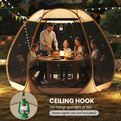 300 X 275 CM Foldable Outdoor Screened Camping Tent Gazebo-Sand Color