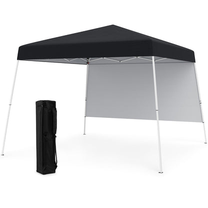 300 x 300 cm Pop up Canopy Tent with 1 Sidewall and Portable Backpack-Black