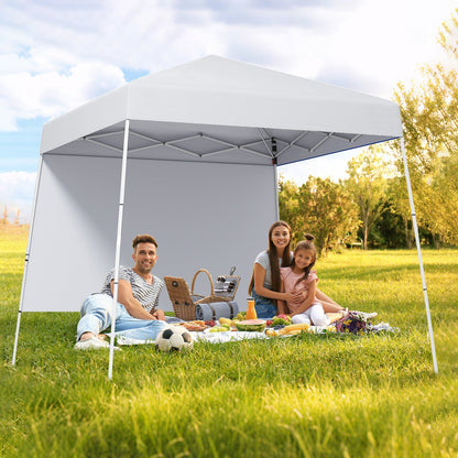 300 x 300 cm Pop up Canopy Tent with 1 Sidewall and Portable Backpack-White