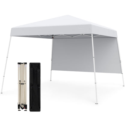 300 x 300 cm Pop up Canopy Tent with 1 Sidewall and Portable Backpack-White