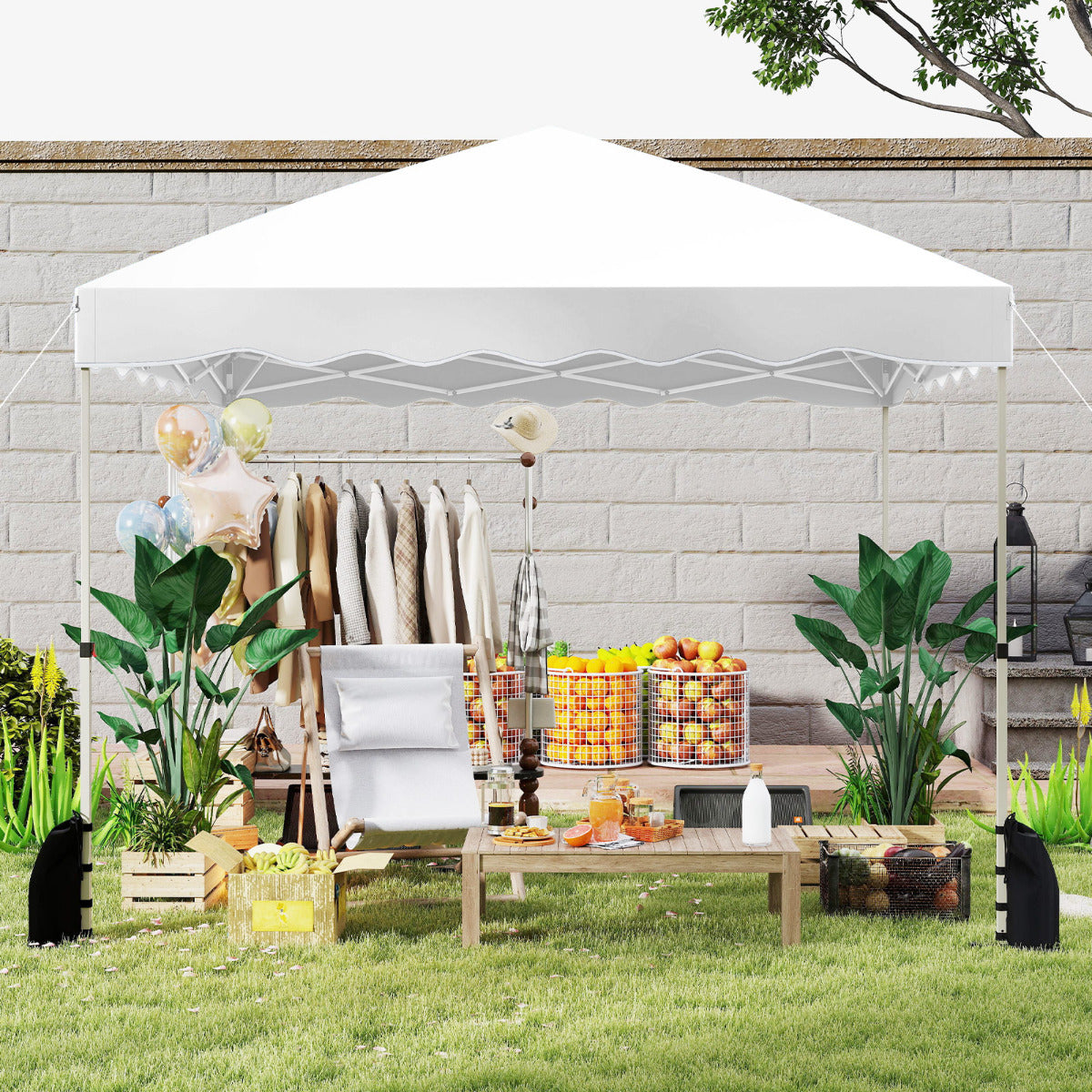 300 x 300 cm Pop up Canopy Tent with Wheeled Bag-White