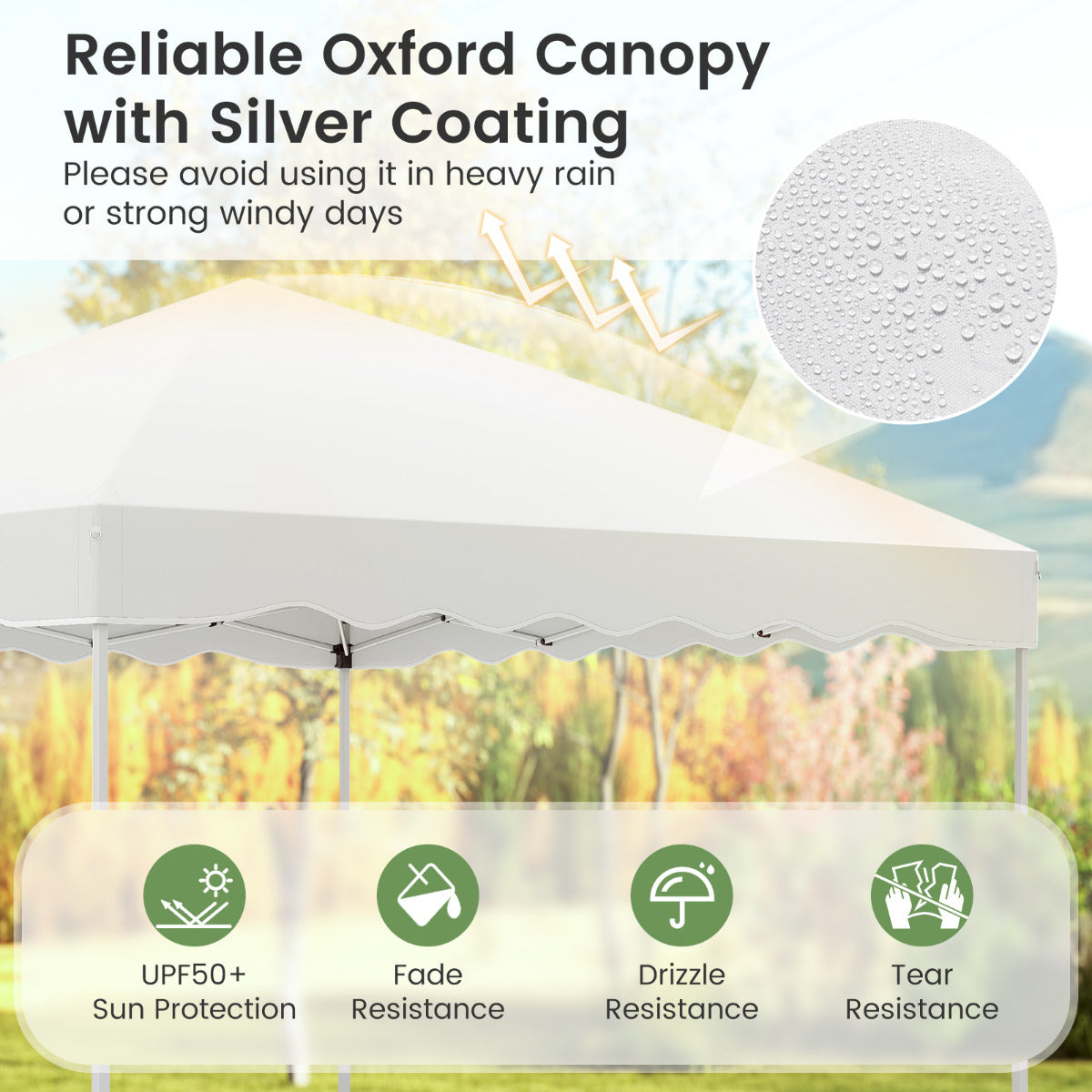 300 x 300 cm Pop up Canopy Tent with Wheeled Bag-White