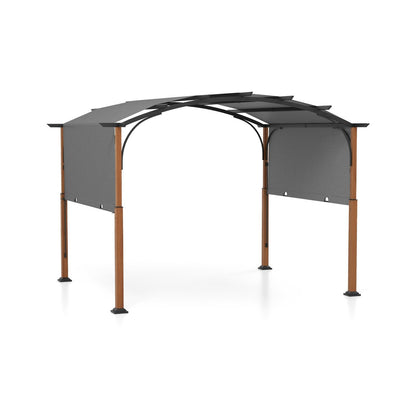300 x 360 cm Retractable Pergola Arched Patio Pergola with Sun Shade Canopy-Grey