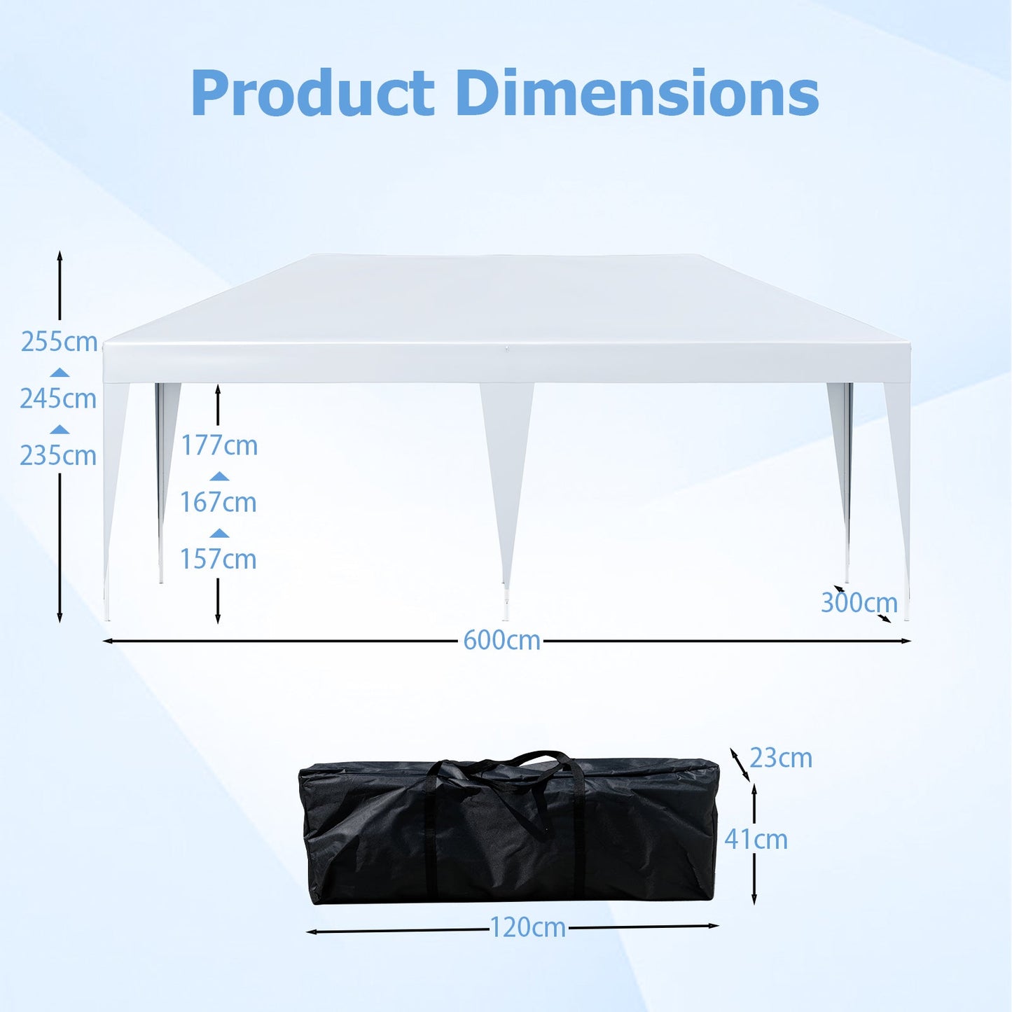 300 x 600 cm Portable Pop up Canopy Tent with Carry Bag-White