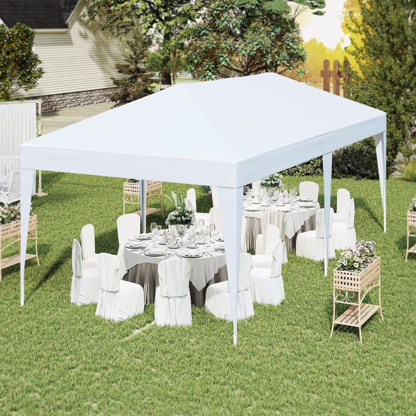 300 x 600 cm Portable Pop up Canopy Tent with Carry Bag-White