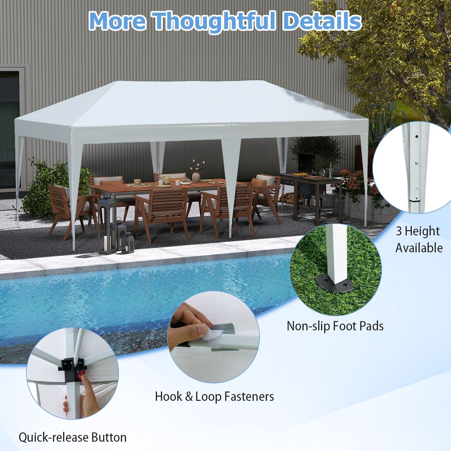 300 x 600 cm Pop-up Canopy Tent with Carrying Bag-White