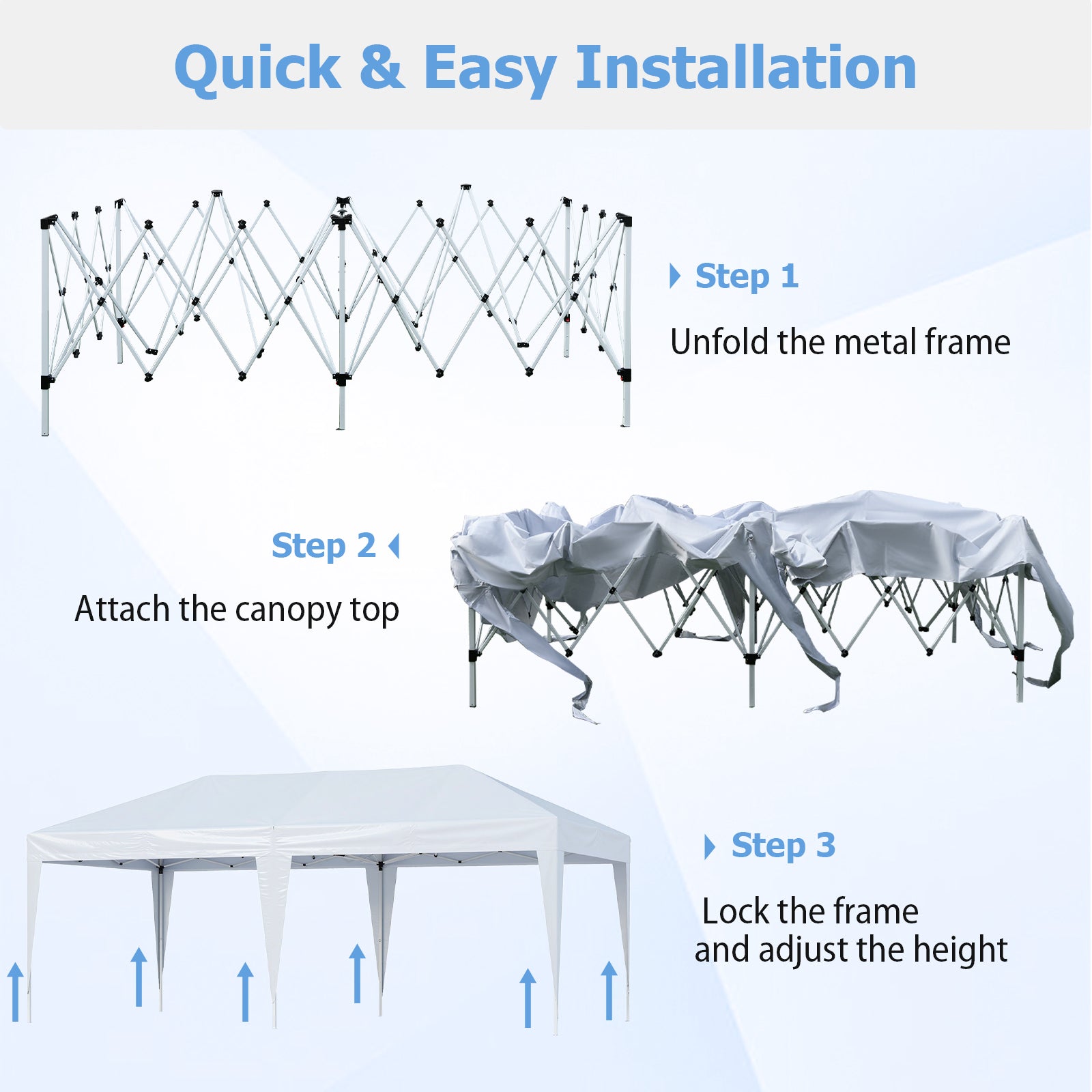 300 x 600 cm Portable Pop up Canopy Tent with Carry Bag-White