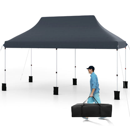 300 x 600 cm Pop up Canopy Tent with Carry Bag and 6 Sandbags-Black