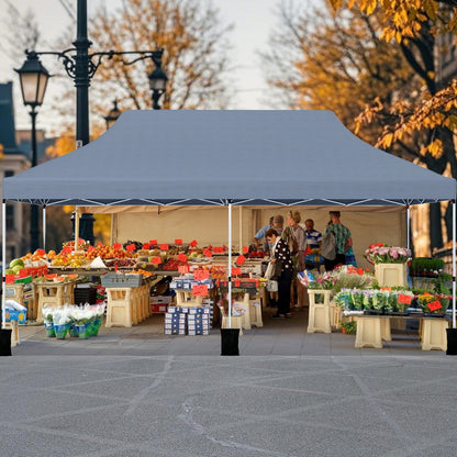 300 x 600 cm Pop up Canopy Tent with Carry Bag and 6 Sandbags-Grey