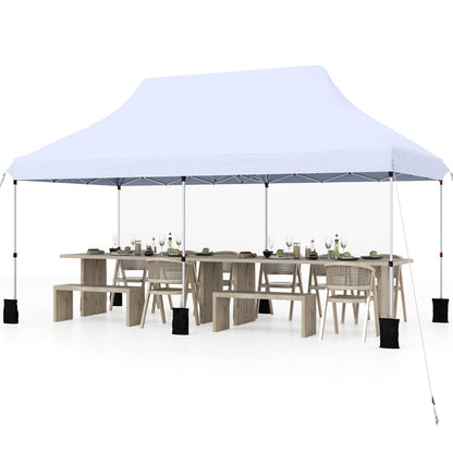 300 x 600 cm Pop up Canopy Tent with Carry Bag and 6 Sandbags-White
