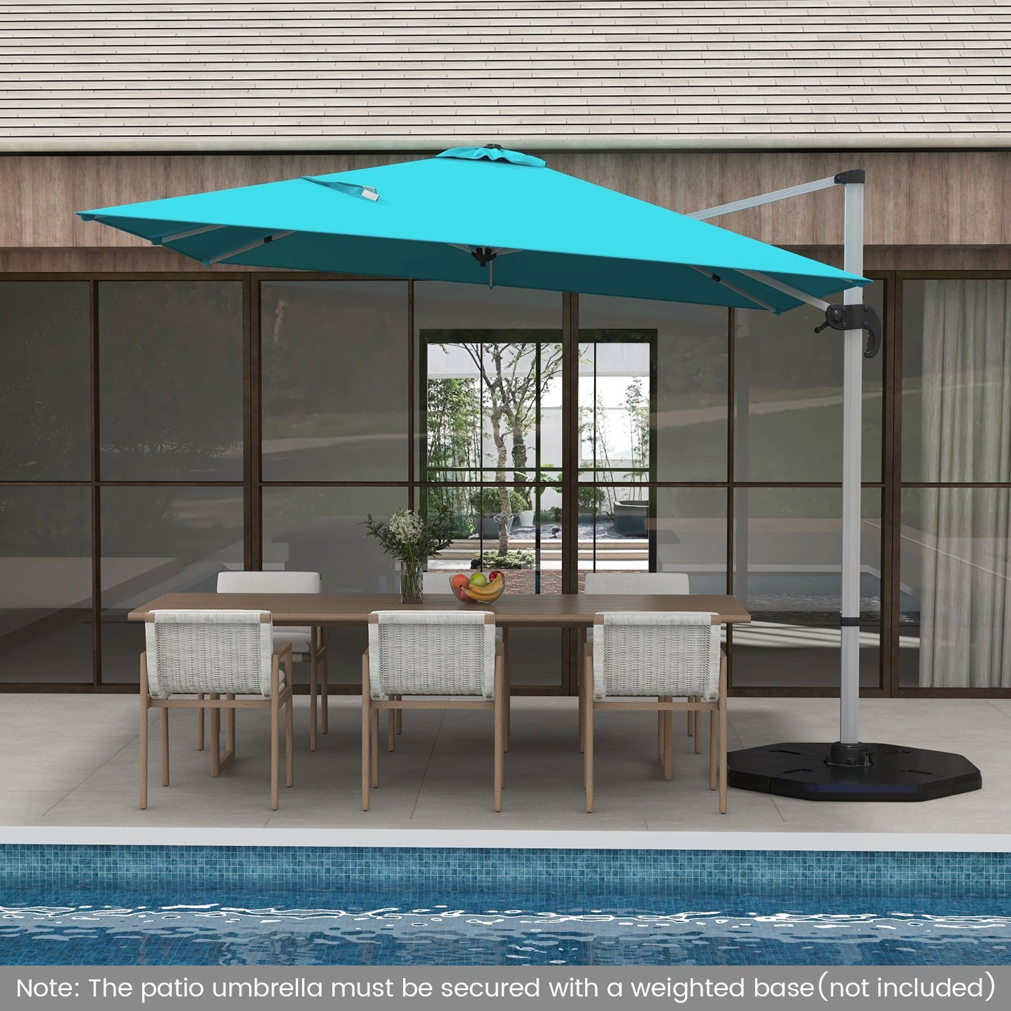300cm Patio Cantilever Umbrella with 360° Rotation and Adjustable Tilt-Blue