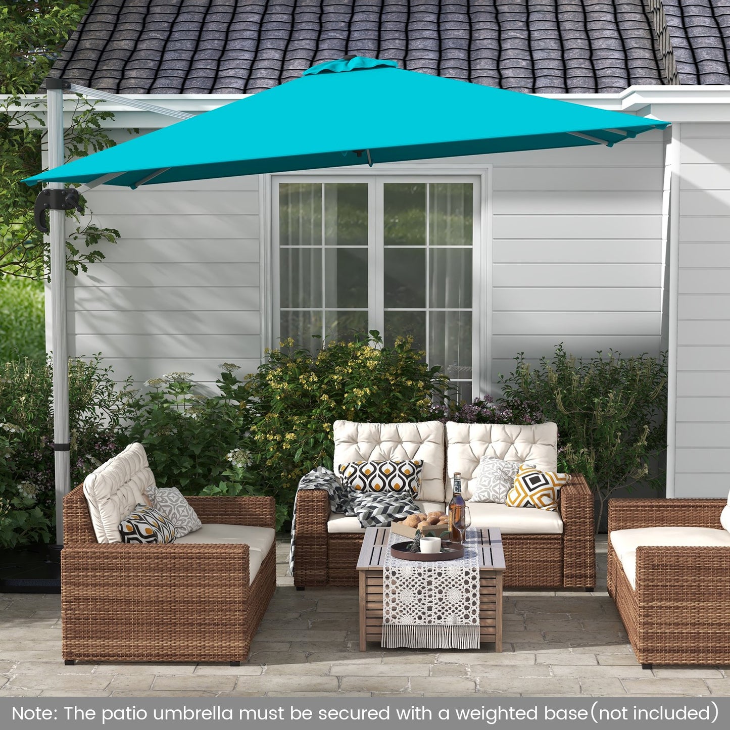 300cm Patio Cantilever Umbrella with 360° Rotation and Adjustable Tilt-Blue