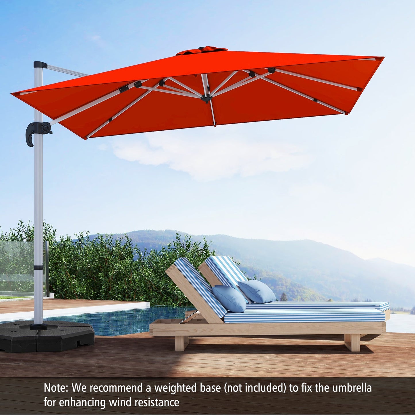 300cm Patio Cantilever Umbrella with 360¬∞ Rotation and Adjustable Tilt-Orange