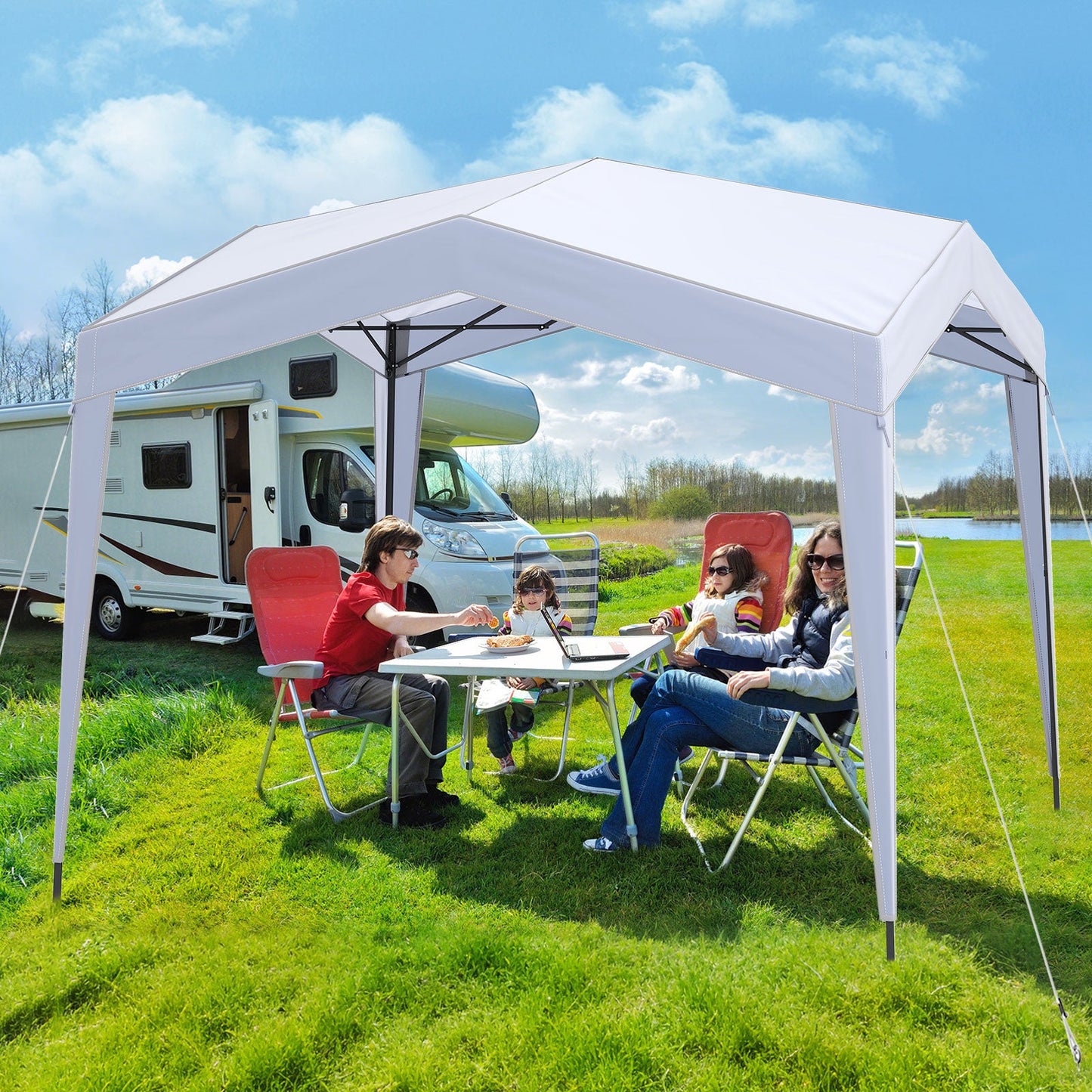 302 x 302 cm Pop up Canopy Tent with Removable Sidewalls-White