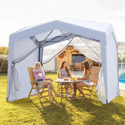 302 x 302 cm Pop up Canopy Tent with Removable Sidewalls-White
