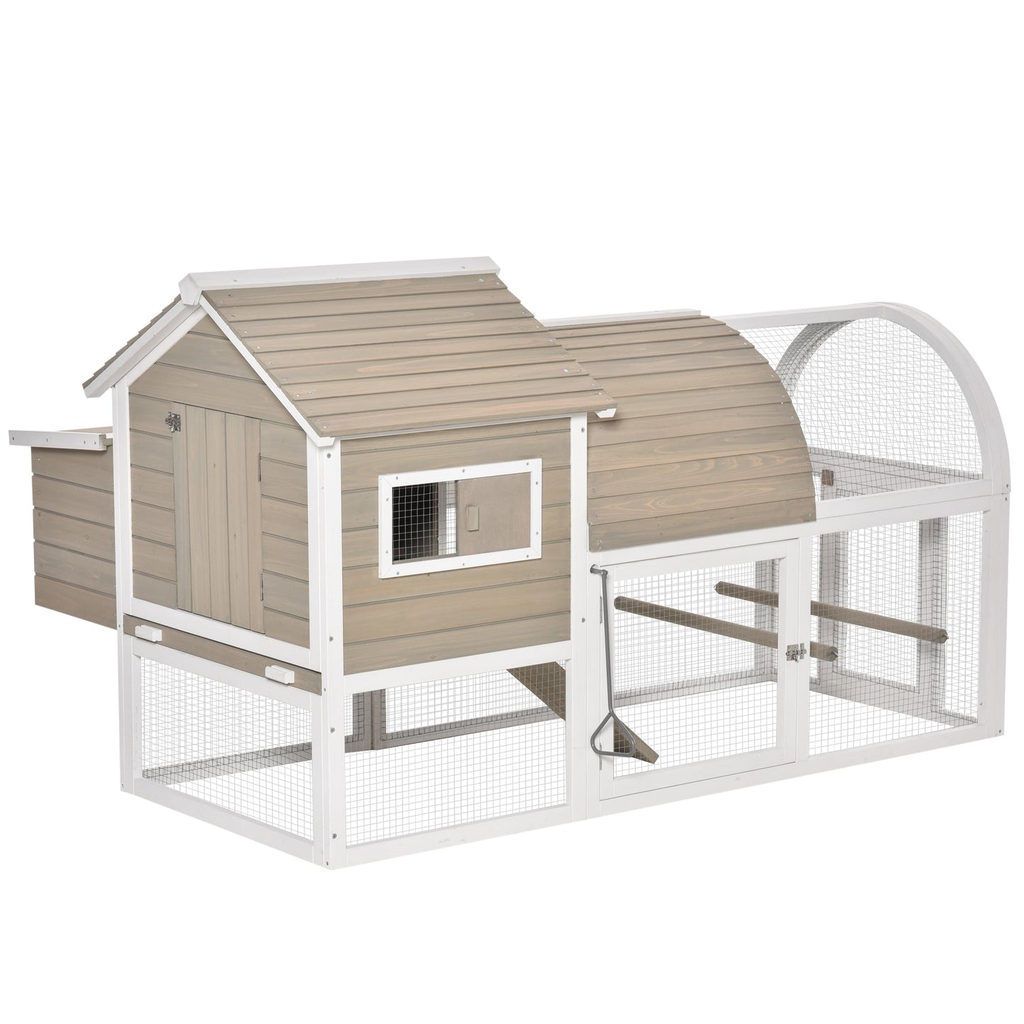 PawHut Wooden Chicken Coop Outdoor Hen House with Removable Tray Nesting Box Grey