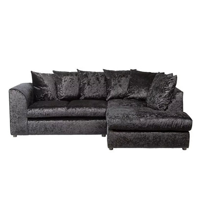 Blake Black Crushed Velvet Corner Sofa - Right and Left Arm