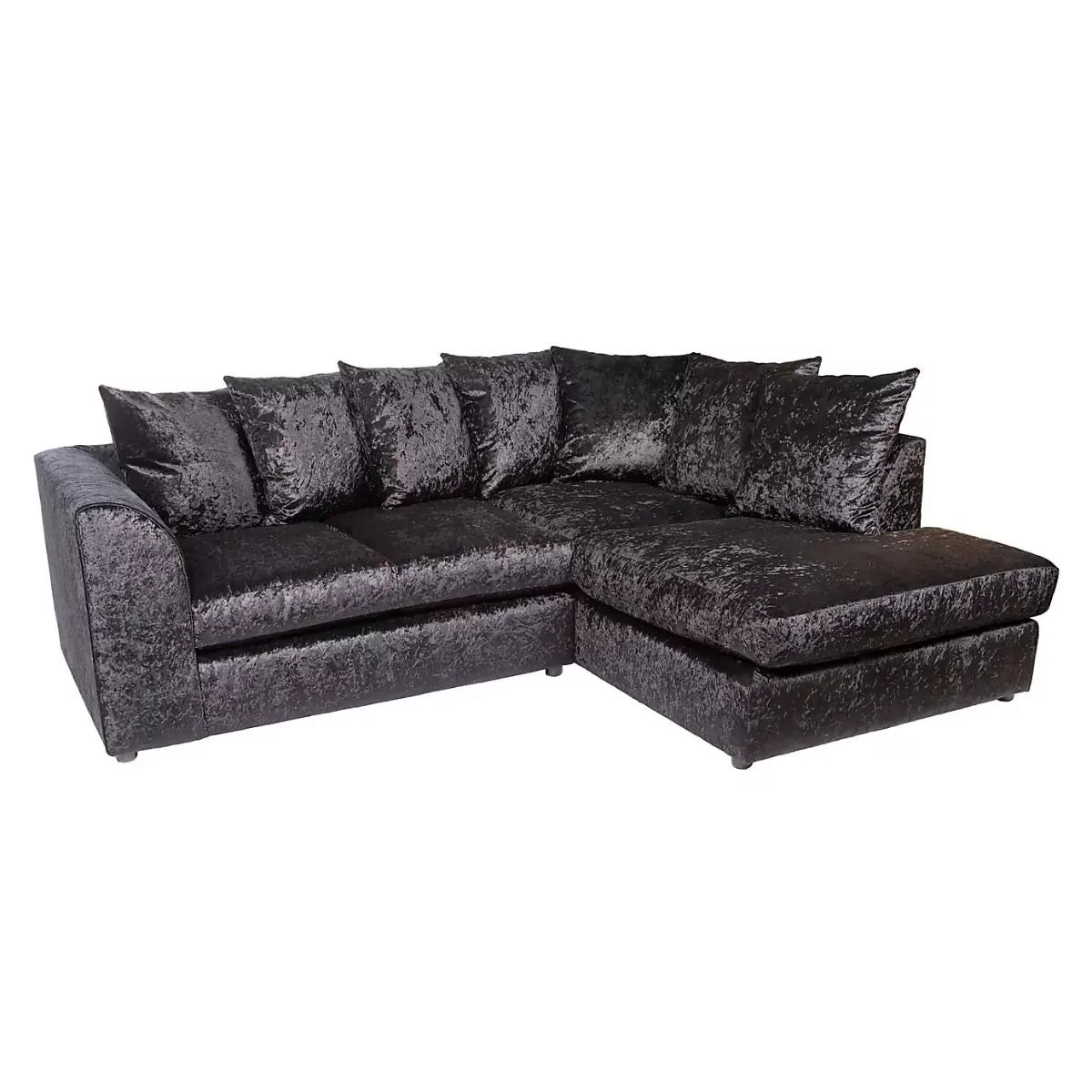 Blake Black Crushed Velvet Corner Sofa - Right and Left Arm