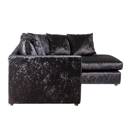 Blake Black Crushed Velvet Corner Sofa - Right and Left Arm